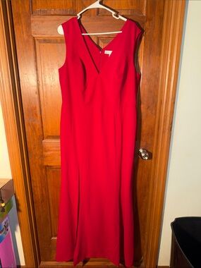 Dress the Population Red Sleeveless V-Neck Maxi Dress